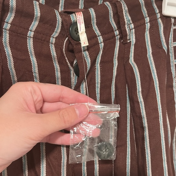 NWOT Free People Brown Striped Flowy Comfy Pants Size 4 - Picture 3 of 5